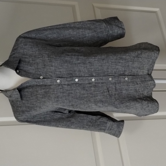 Paperwhite women's size 10 gray Buttondown 3/4 sleeve collared blouse - Picture 1 of 10